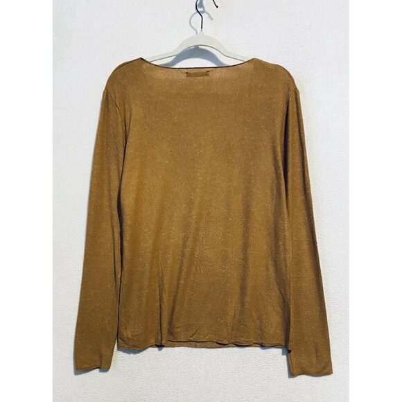 Zara Sweater Womens Large Brown Long Sleeve V Neck Soft Pullover Lightweight - Picture 3 of 6